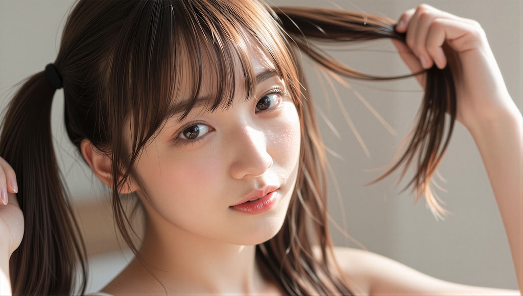 髪を結ってる女の子 2