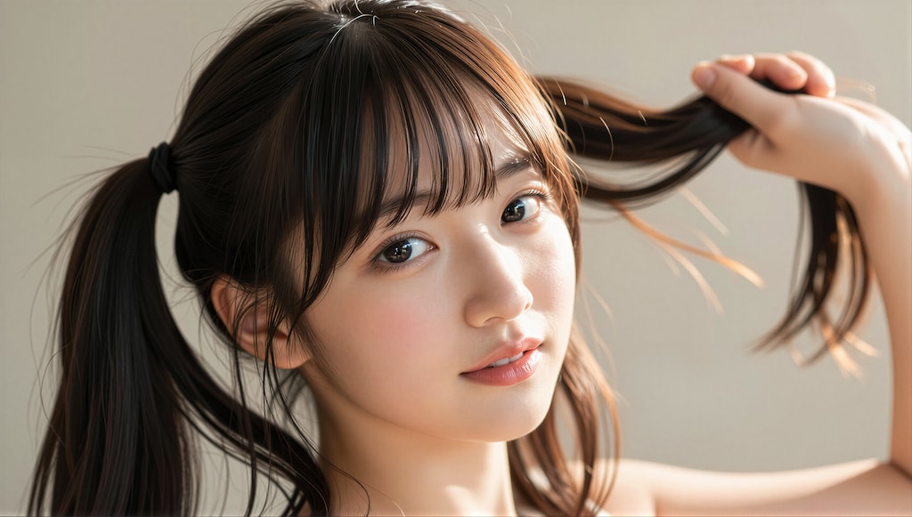 髪を結ってる女の子 2