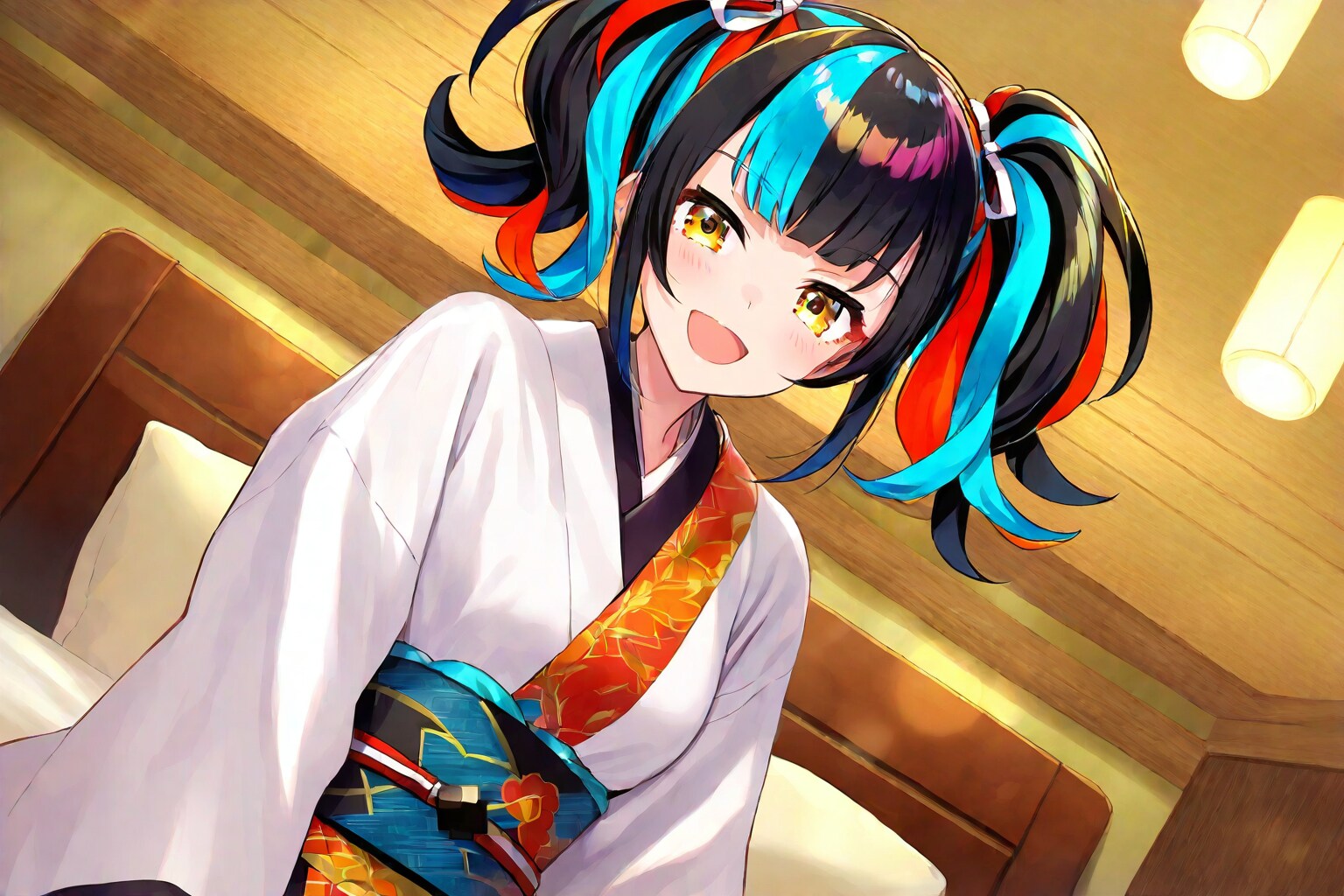 黒髪ツインテで着物の少女２ | の人気AIイラスト・グラビア