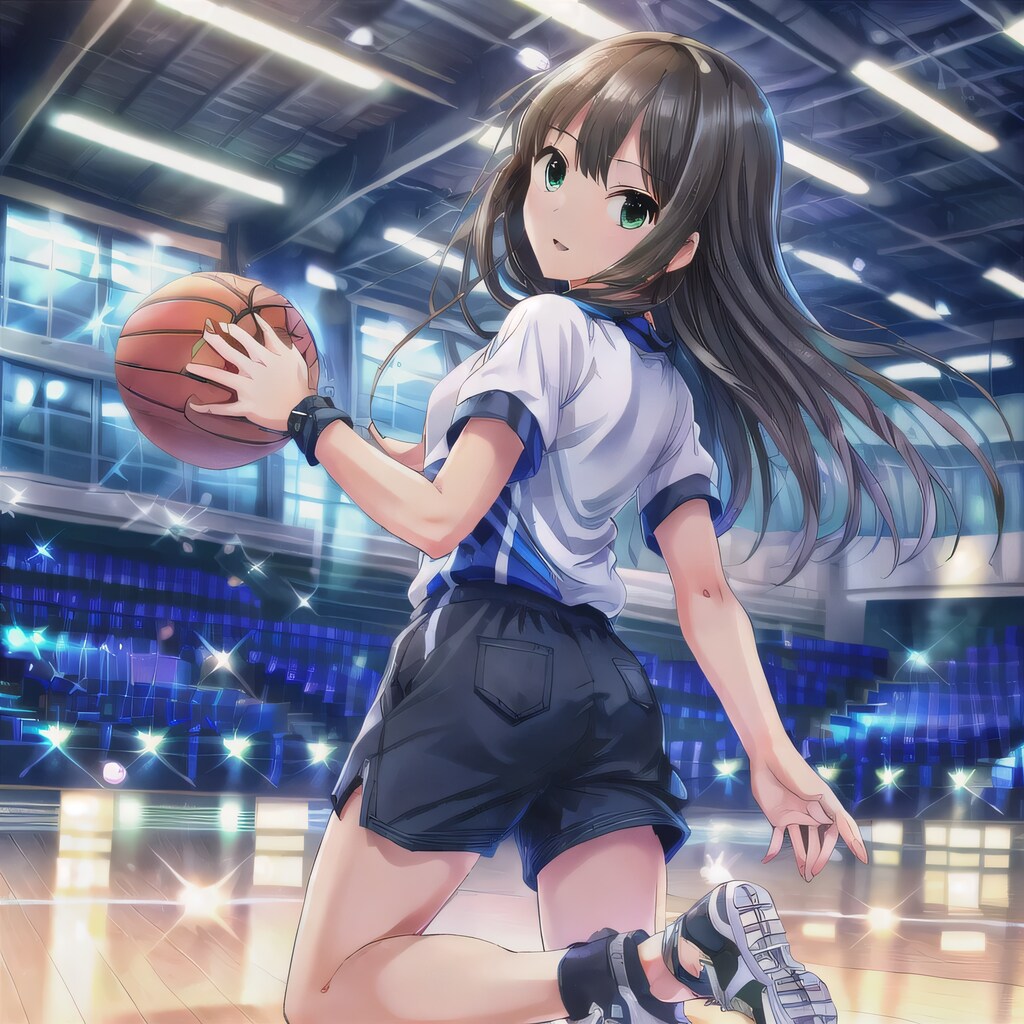 黒髪ロングで体操服の少女２