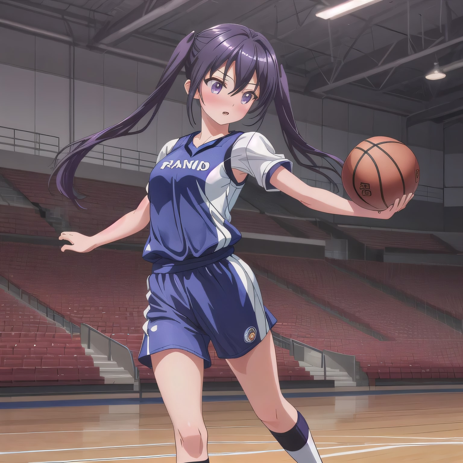 紫髪ロングでユニフォームの少女１３ | の人気AIイラスト・グラビア