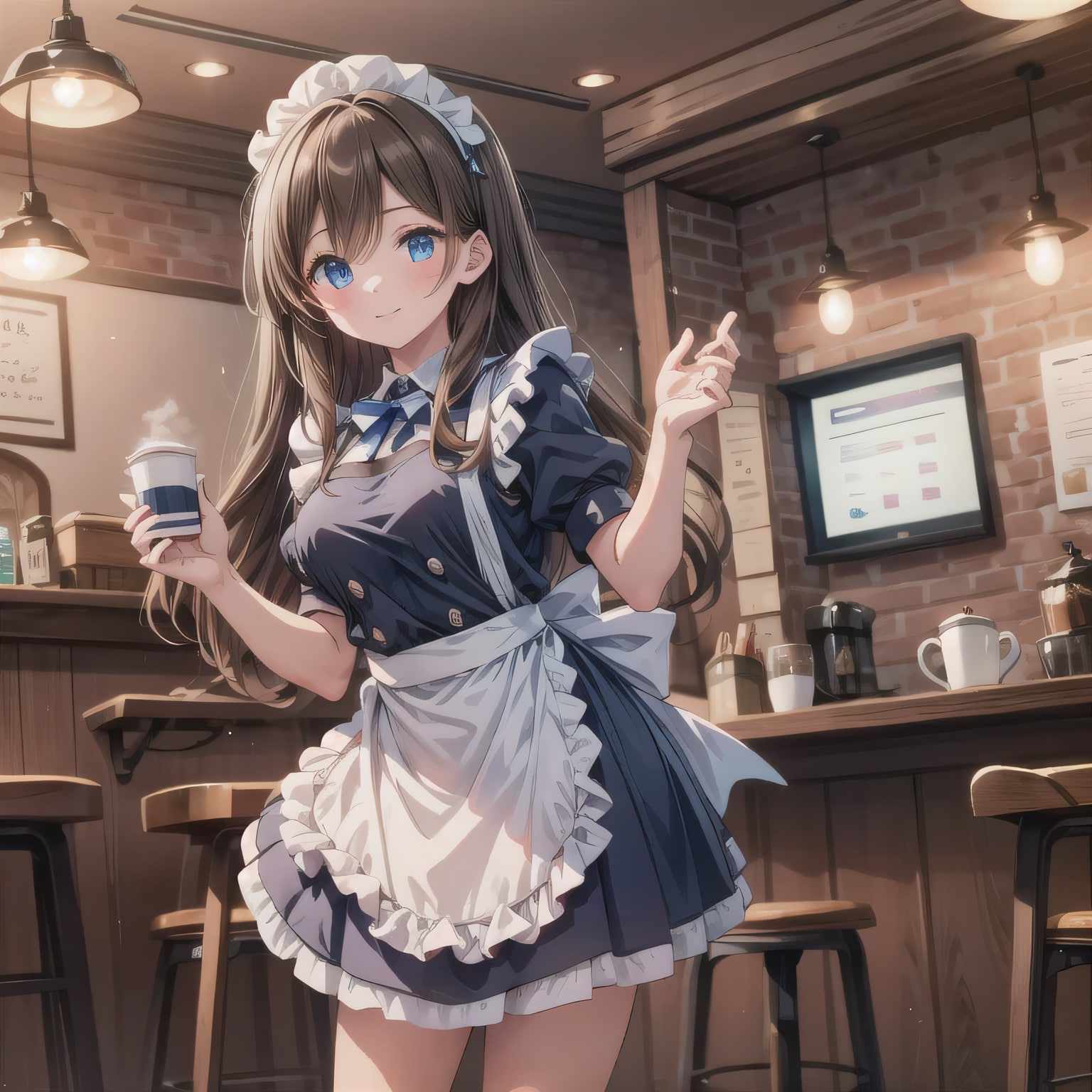 黒髪ロングでカフェの少女１５ | の人気AIイラスト・グラビア