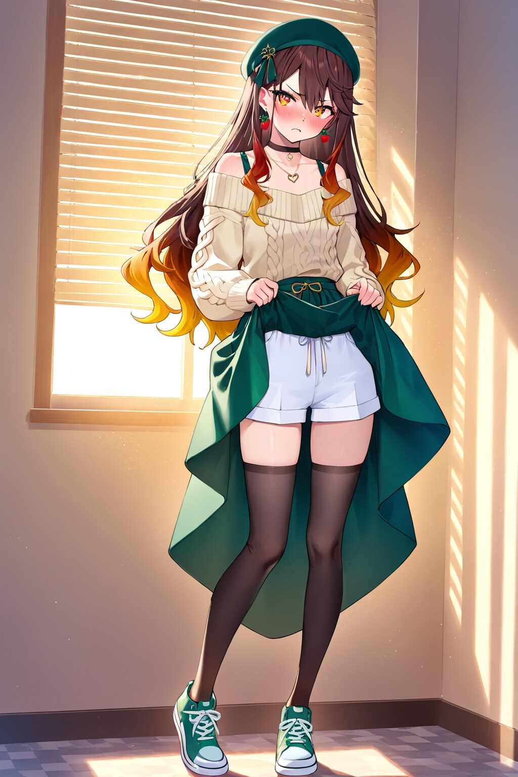 Sumi-chan lifts her skirt