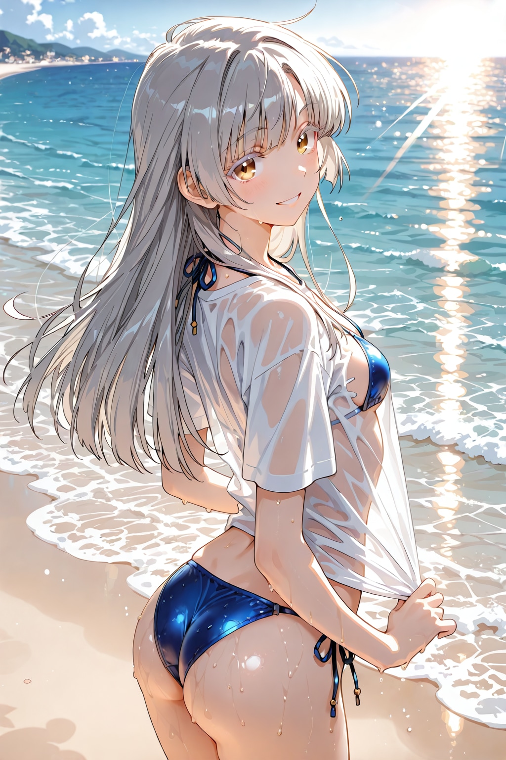 海辺で水着編、後ろから