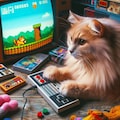 レトロゲームをする猫 3枚目