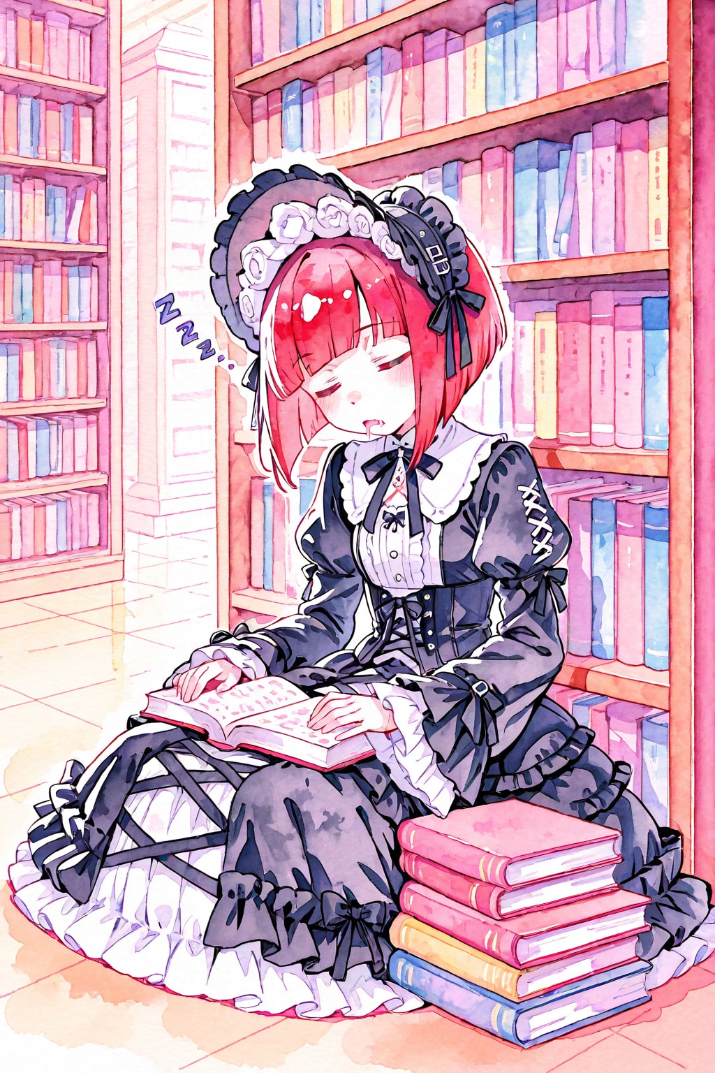 眠る赤髪ちゃん | の人気AIイラスト・グラビア