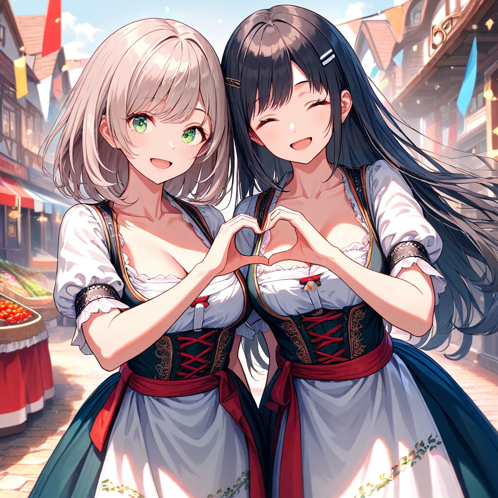 ディアンドルを着た後輩＆JD | の人気AIイラスト・グラビア