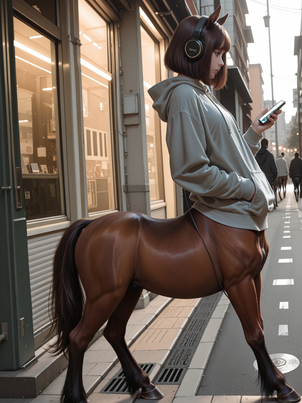 スマホを見るケンタウロス