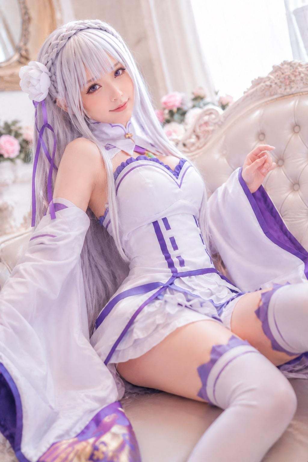 エミリア風のフォトリアルコスプレ