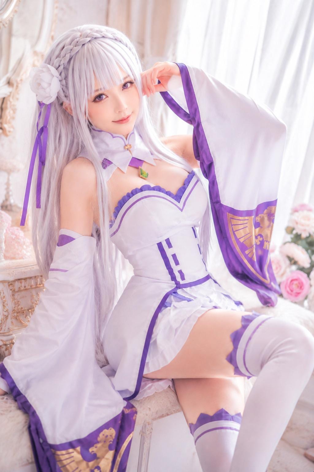 エミリア風のフォトリアルコスプレ