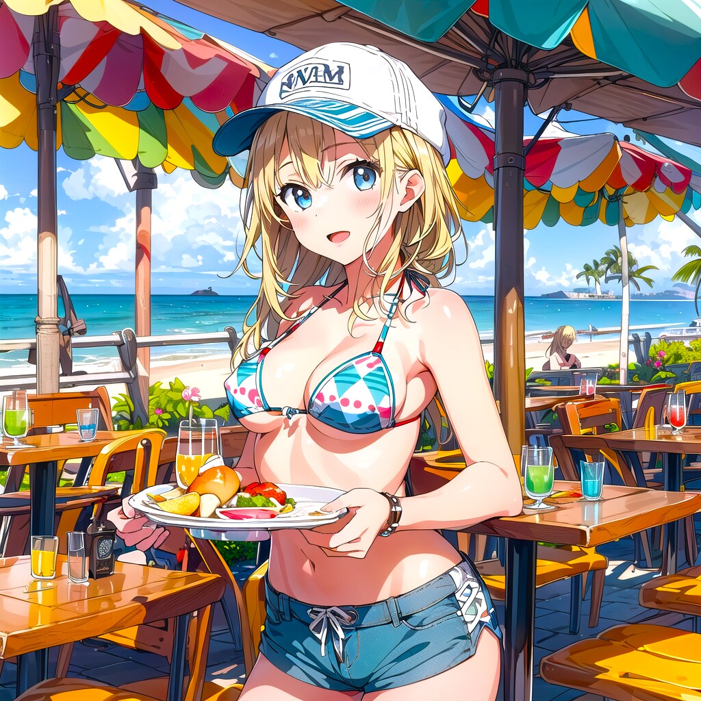 海の家で働く女の子