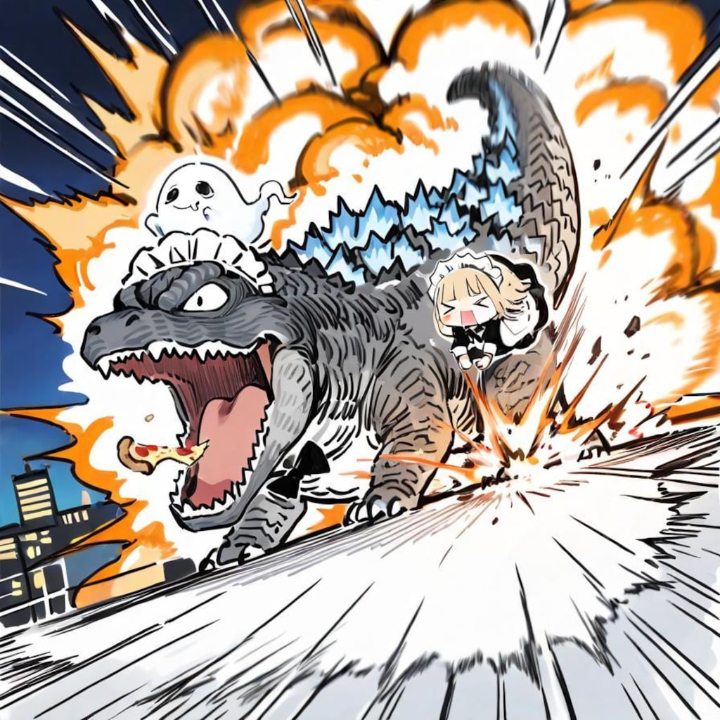 なんか怪獣来たやでぇー🍕🦖💥💥💥