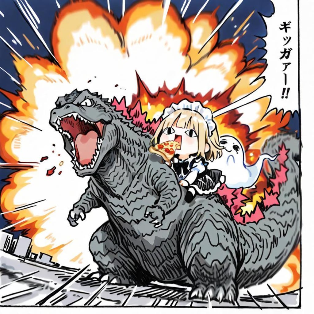 なんか怪獣来たやでぇー🍕🦖💥💥💥