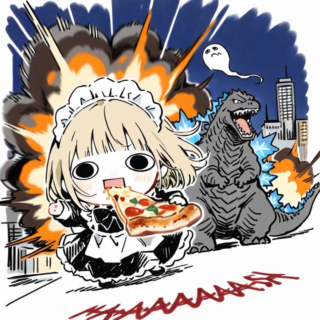 なんか怪獣来たやでぇー🍕🦖💥💥💥