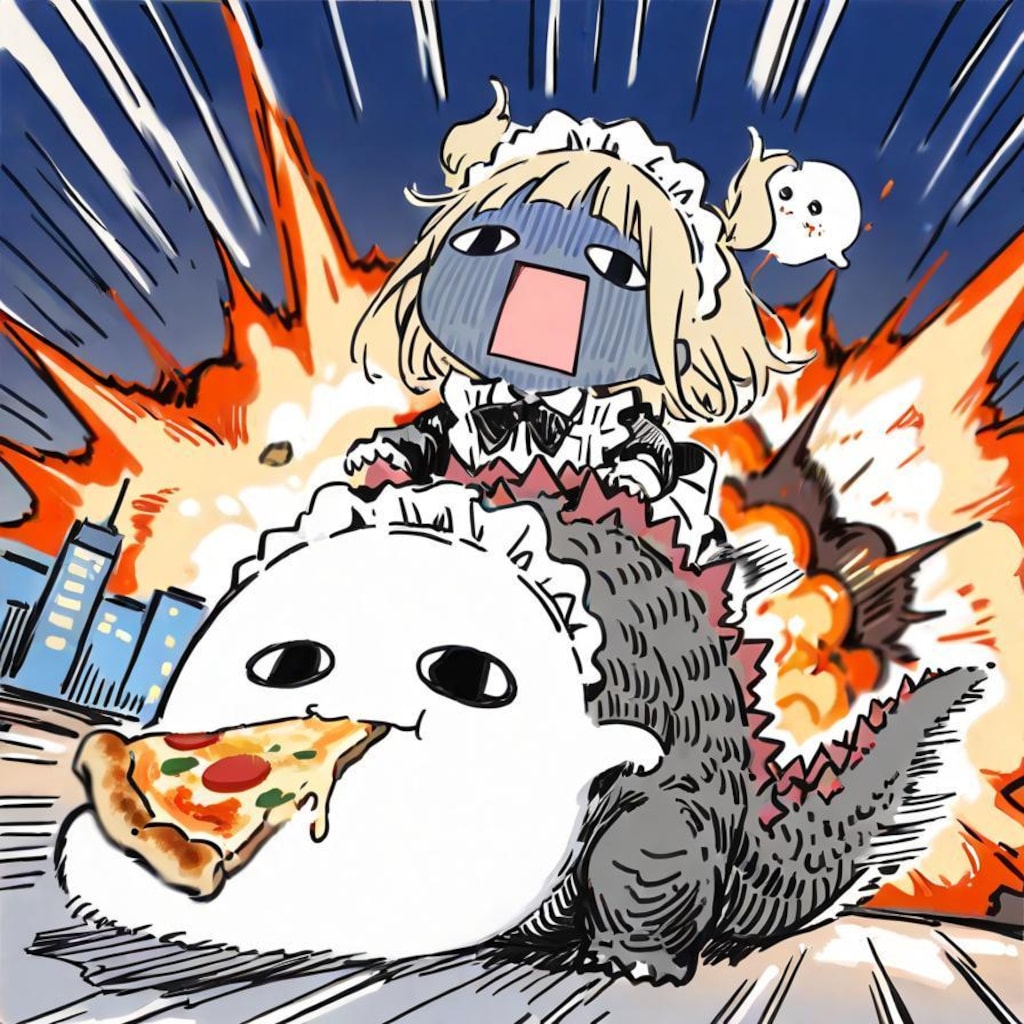 なんか怪獣来たやでぇー🍕🦖💥💥💥