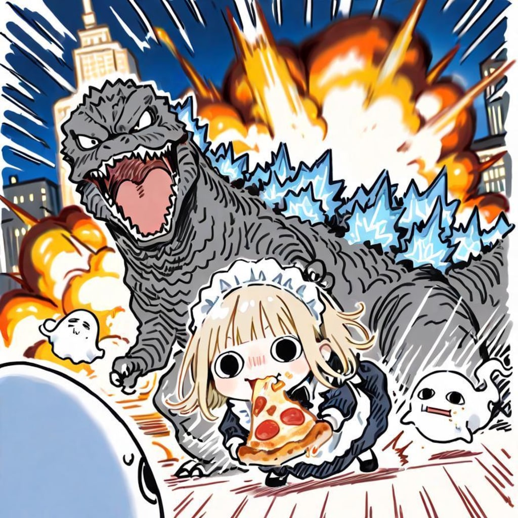 なんか怪獣来たやでぇー🍕🦖💥💥💥
