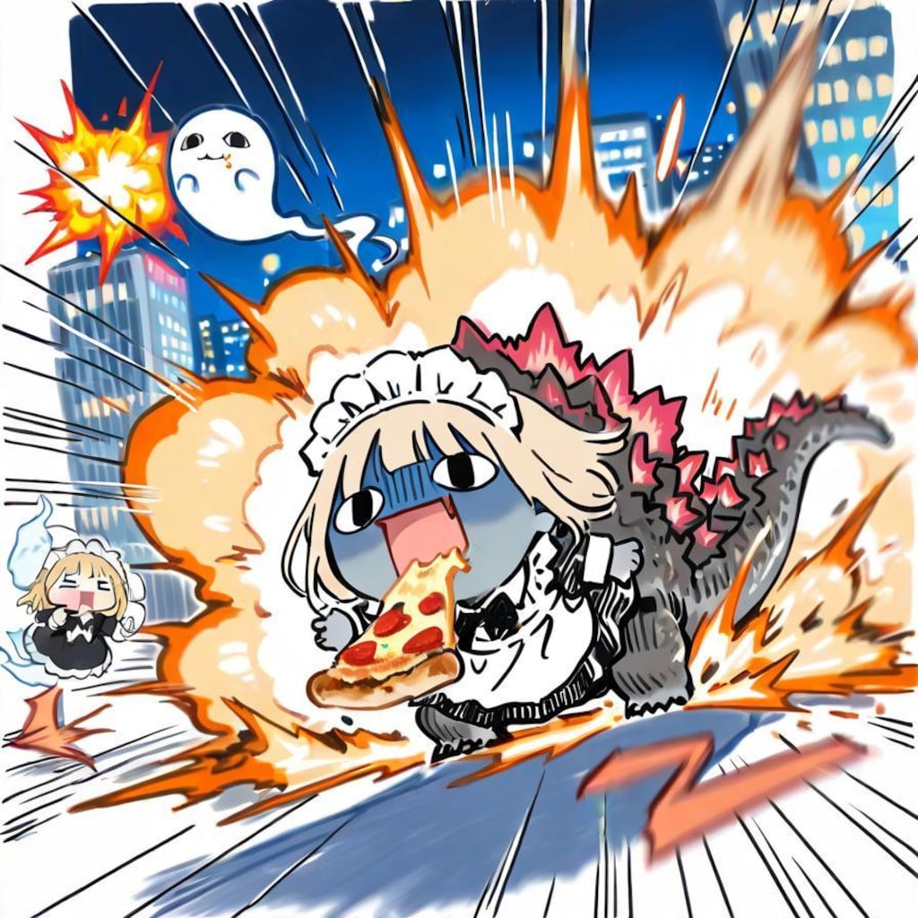 なんか怪獣来たやでぇー🍕🦖💥💥💥