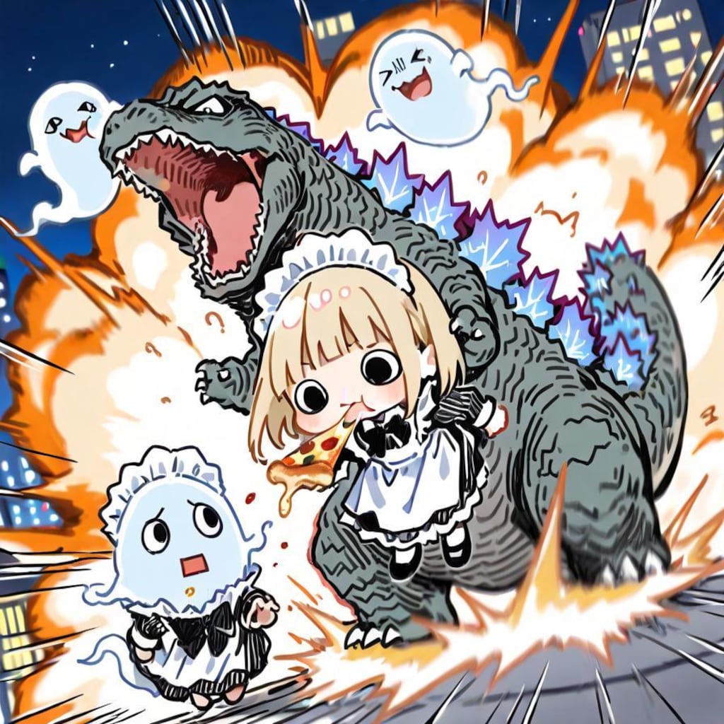 なんか怪獣来たやでぇー🍕🦖💥💥💥