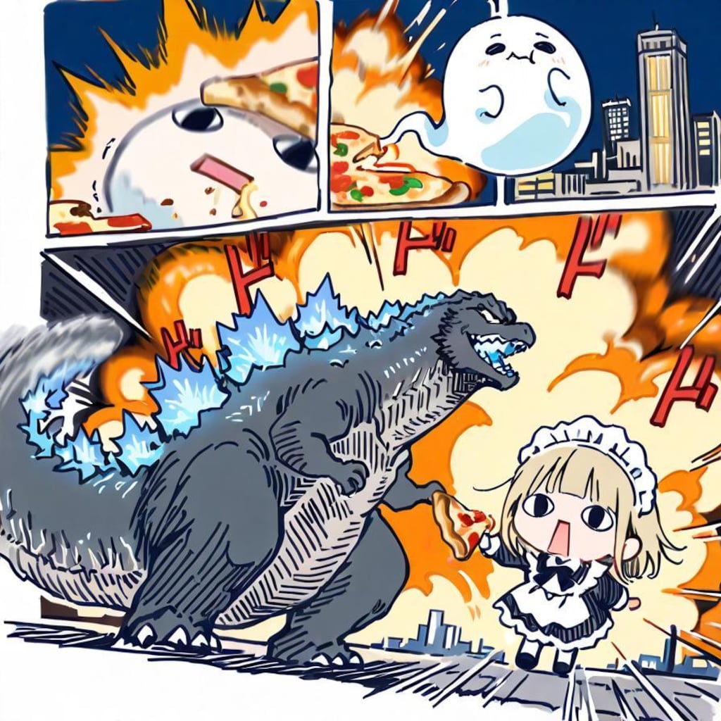 なんか怪獣来たやでぇー🍕🦖💥💥💥