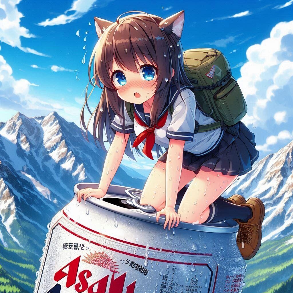 ビールを登る小さな女の子