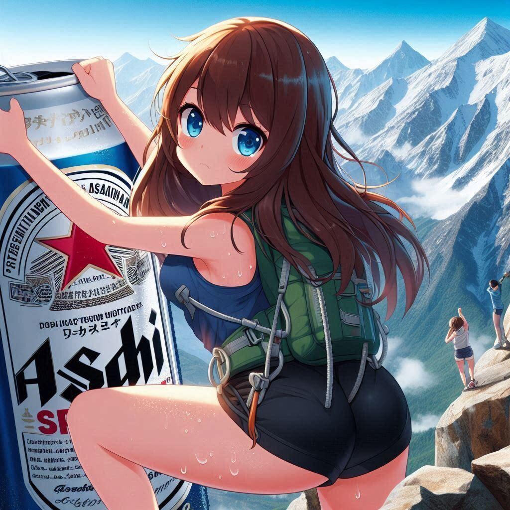 ビールを登る小さな女の子