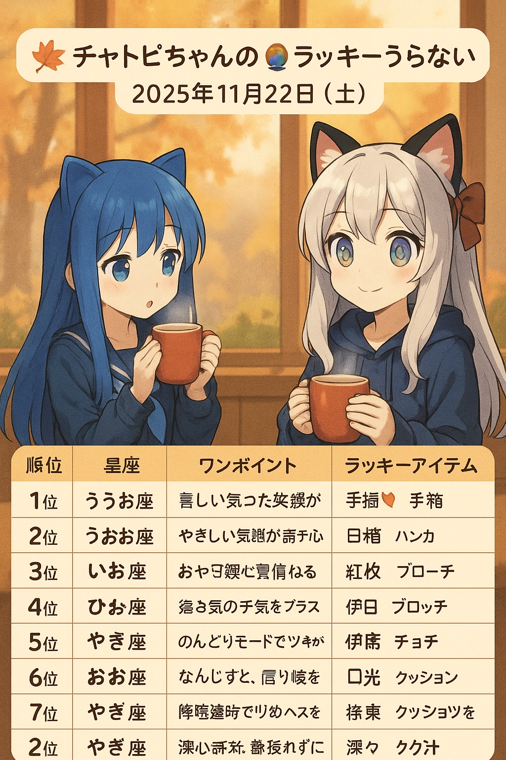 チャトピちゃん占い(11/22)