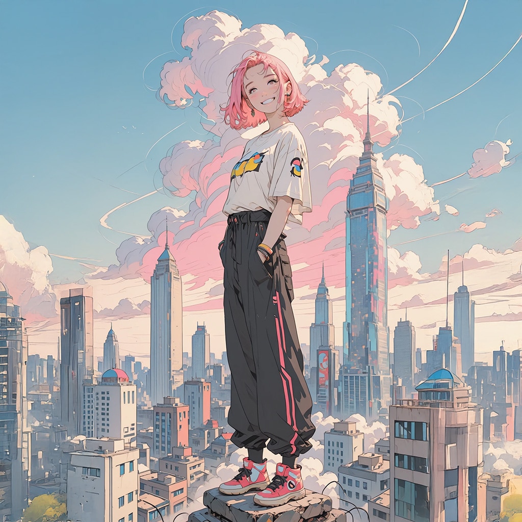 摩天楼に立つ(フェイク) w