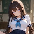 制服少女と猫 3枚目