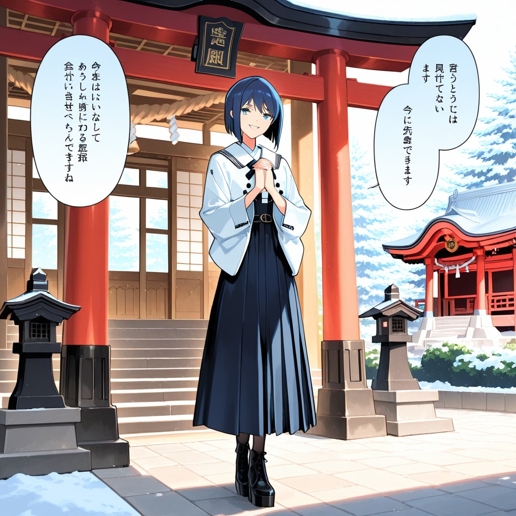 青い祈り、静かな境内で | の人気AIイラスト・グラビア