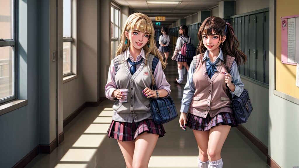 放課後、学校の廊下で