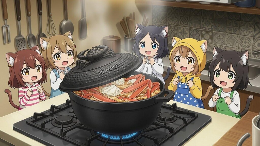 南部鉄鍋でかにをくえるんだな