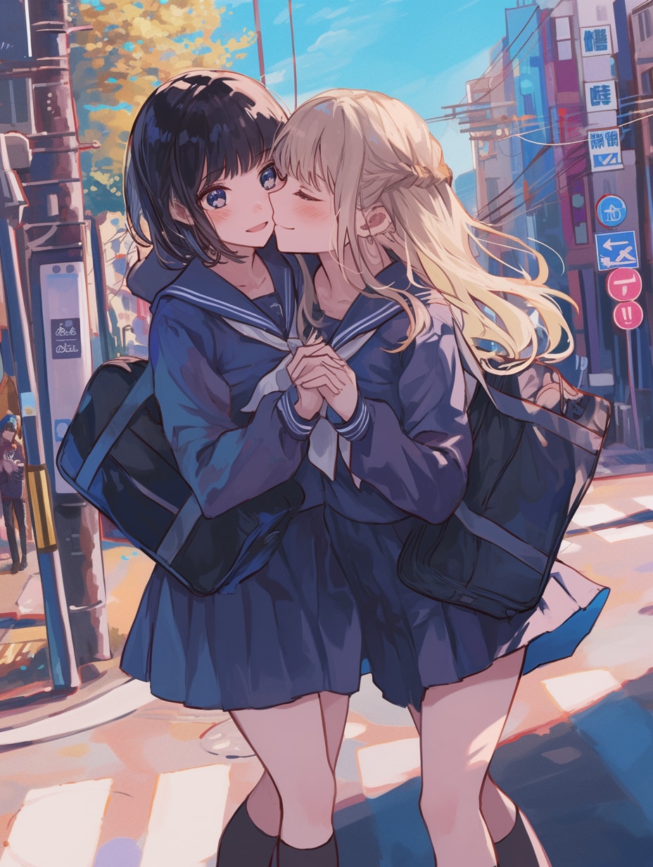 キスしたい二人のJK23 | の人気AIイラスト・グラビア