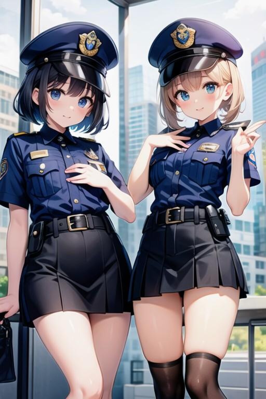 ミニスカな、ポリスお姉やんたち