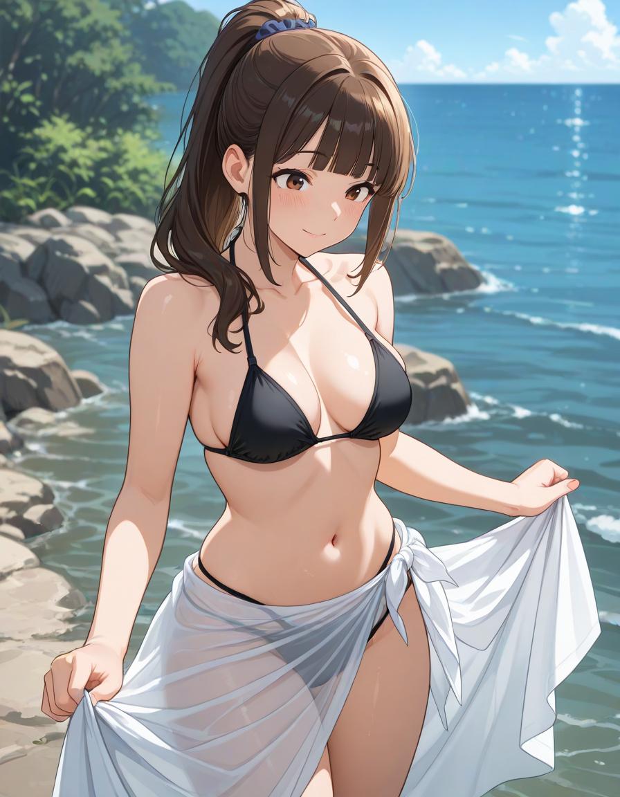夫のいない海で義父と寝取られ交尾