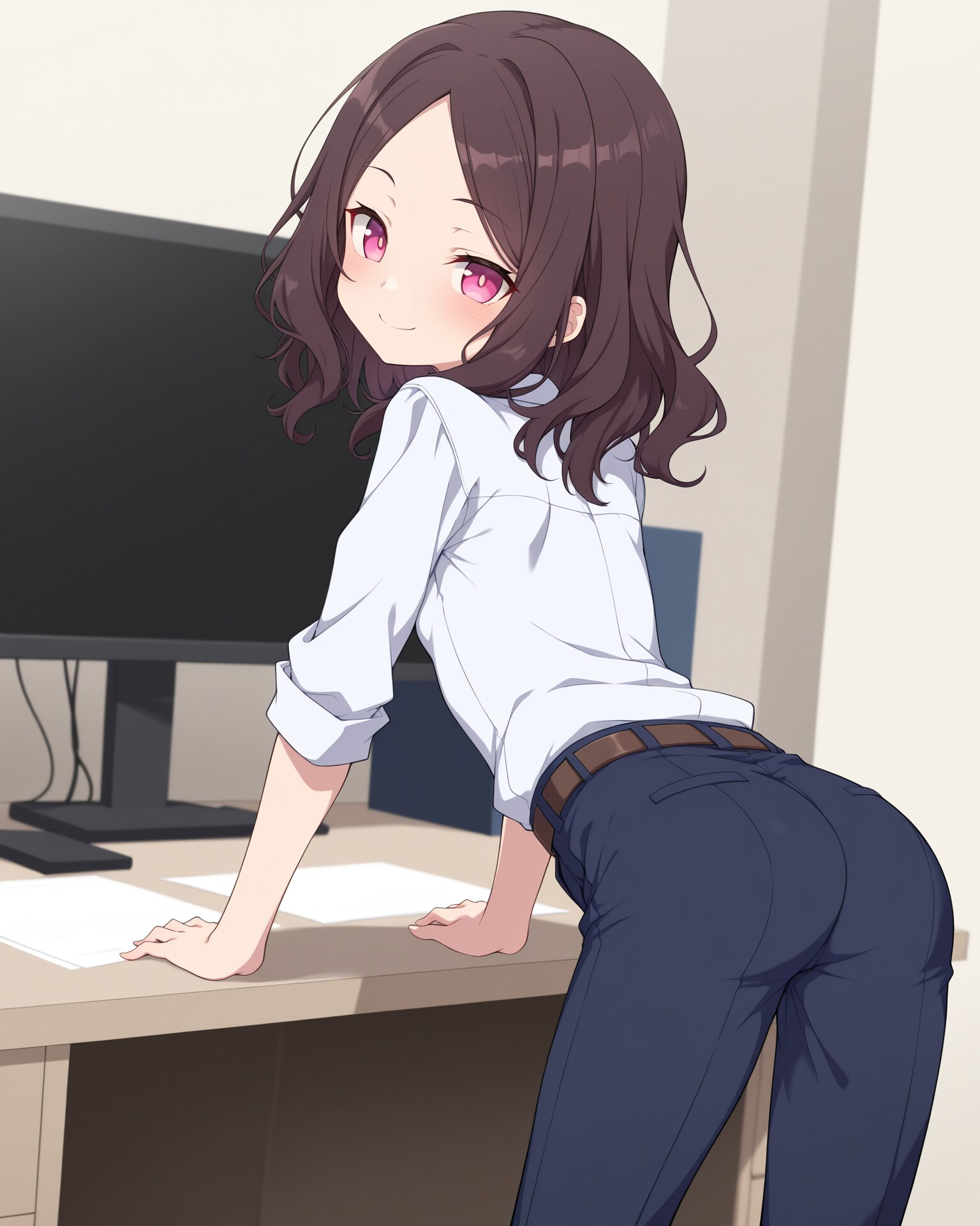 【パンツスタイル】お仕事中のユミちゃん