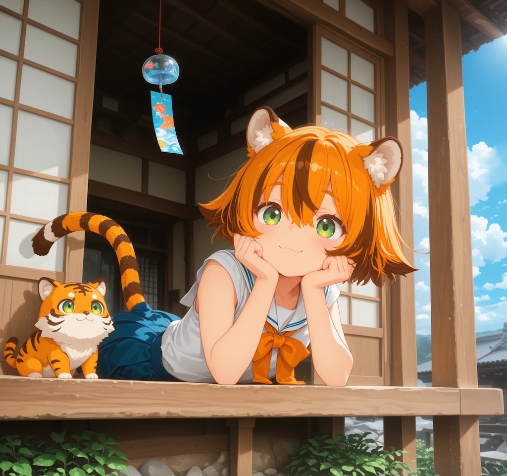 縁側、風鈴、なつやすみ