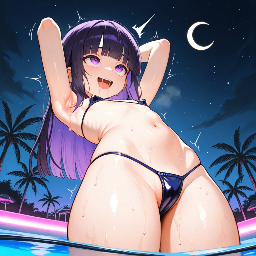 この子は夜のプールで何をしとるんや……（私がやりました）