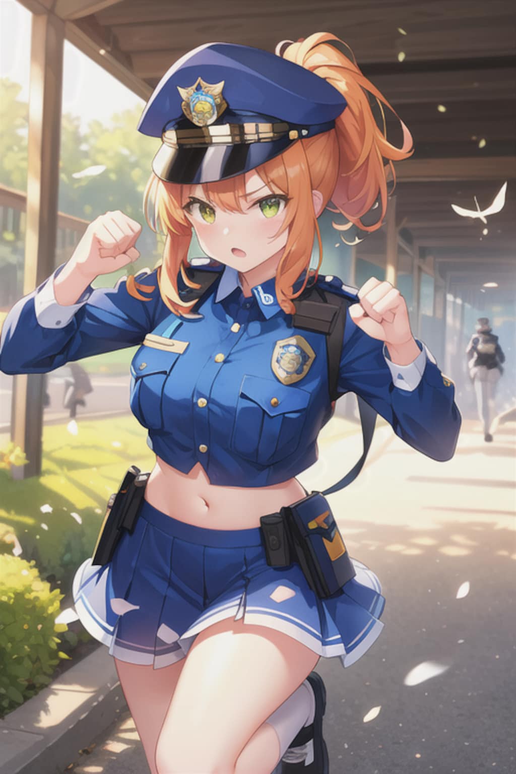 おへそ多めのアキナ婦警