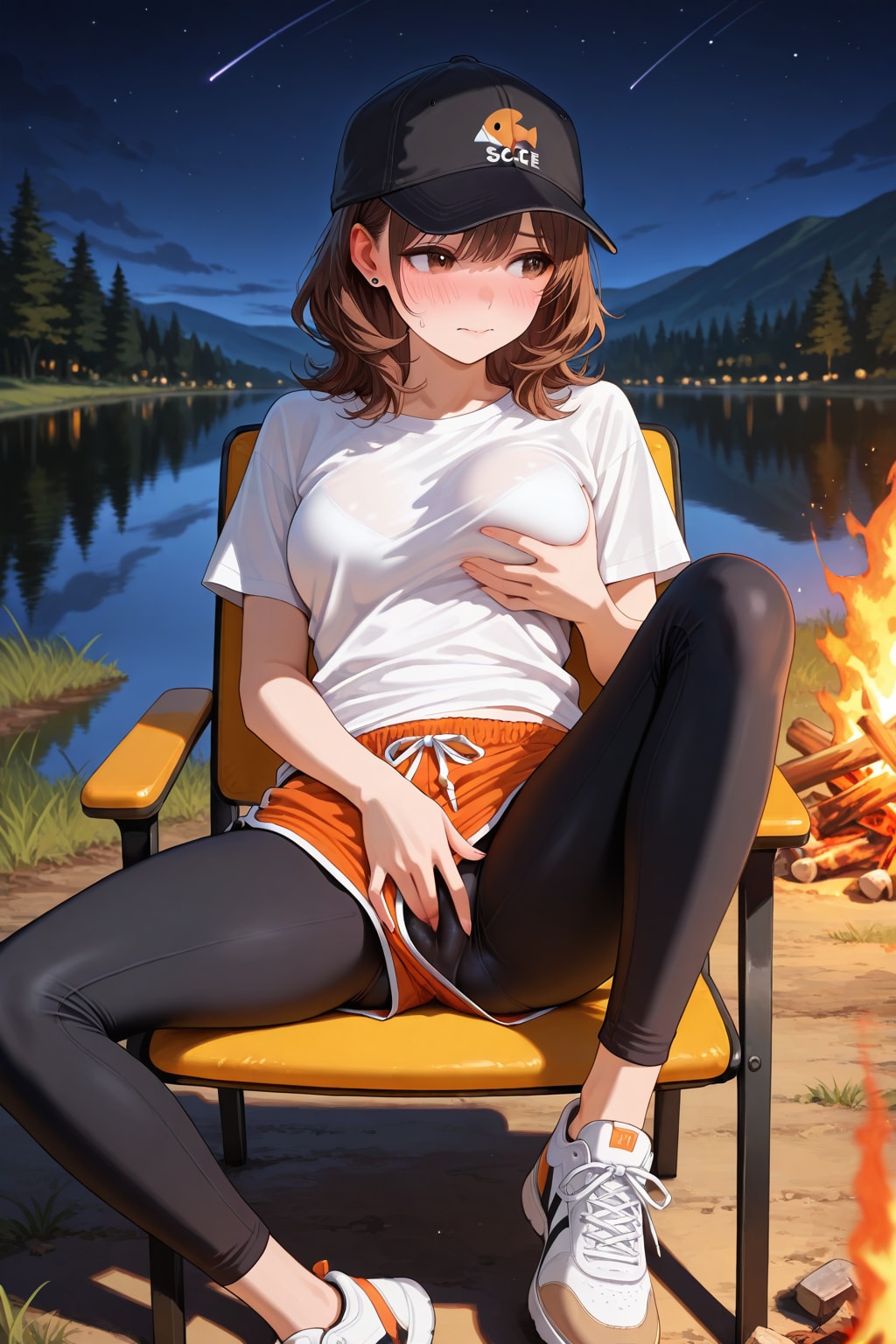 ソロキャンでソロ行為するOLさん