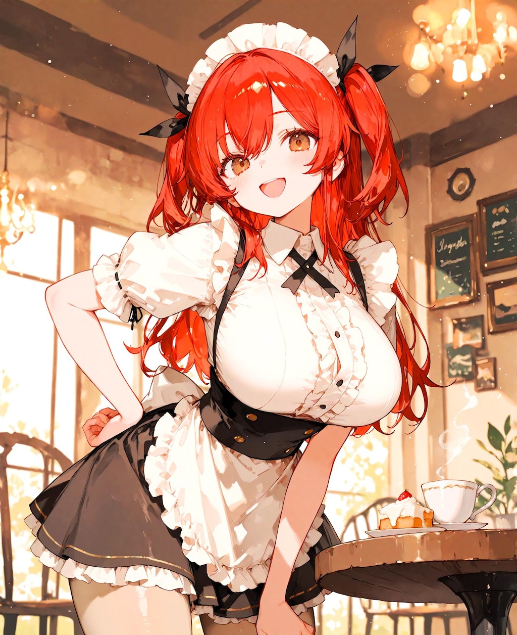 赤髪のウェイトレス少女