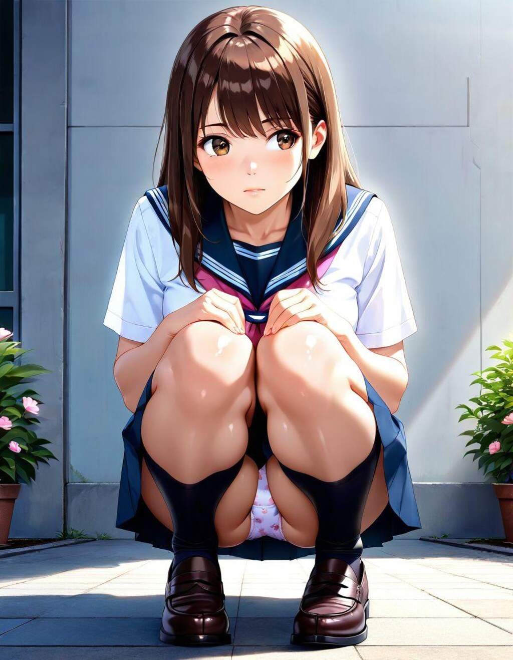 しゃがみパンチラ