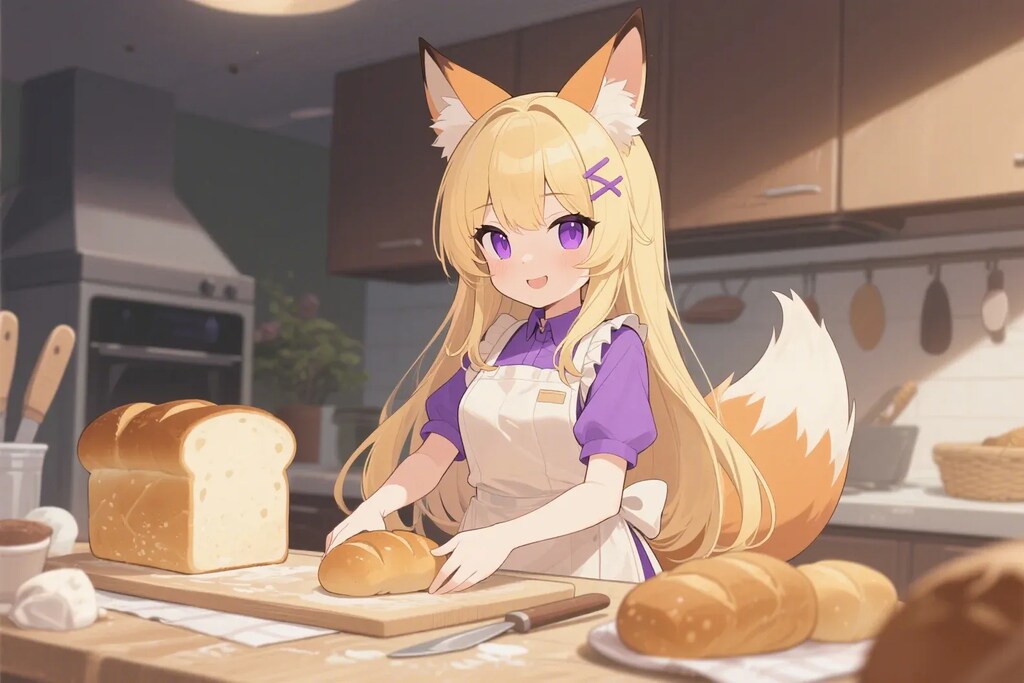 パンを焼くクレアちゃん