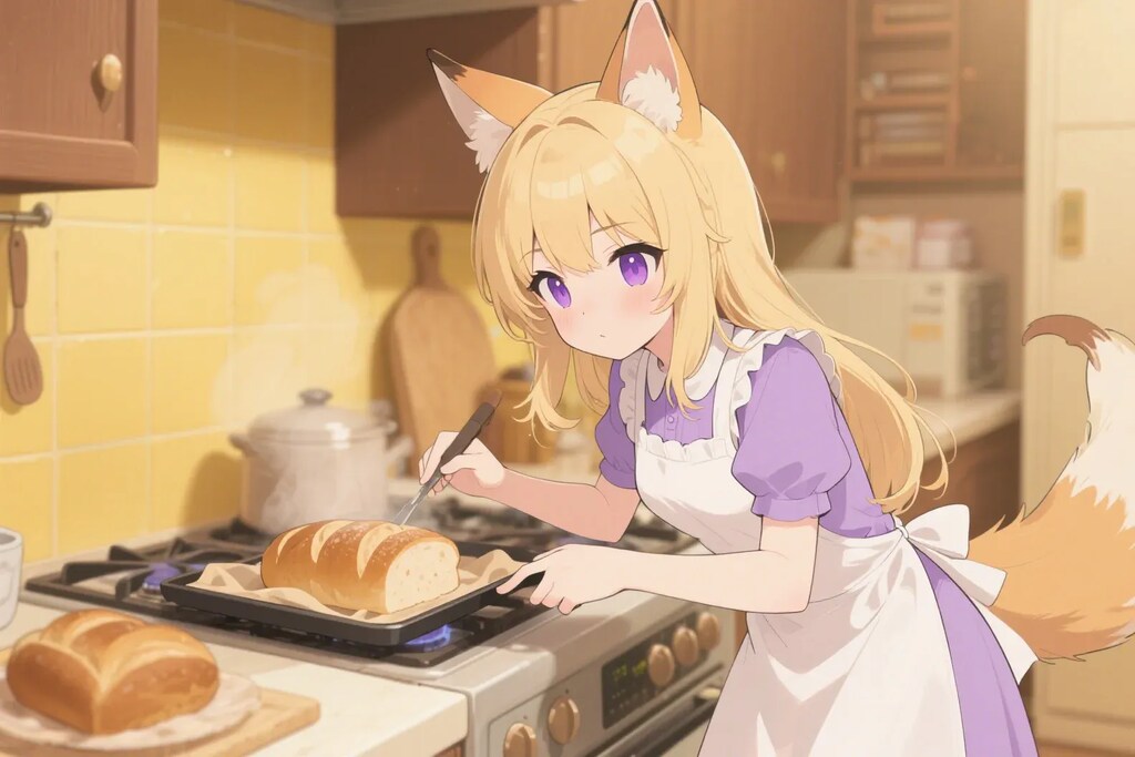 パンを焼くクレアちゃん