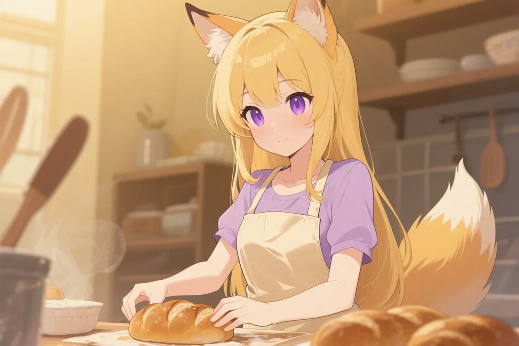 パンを焼くクレアちゃん