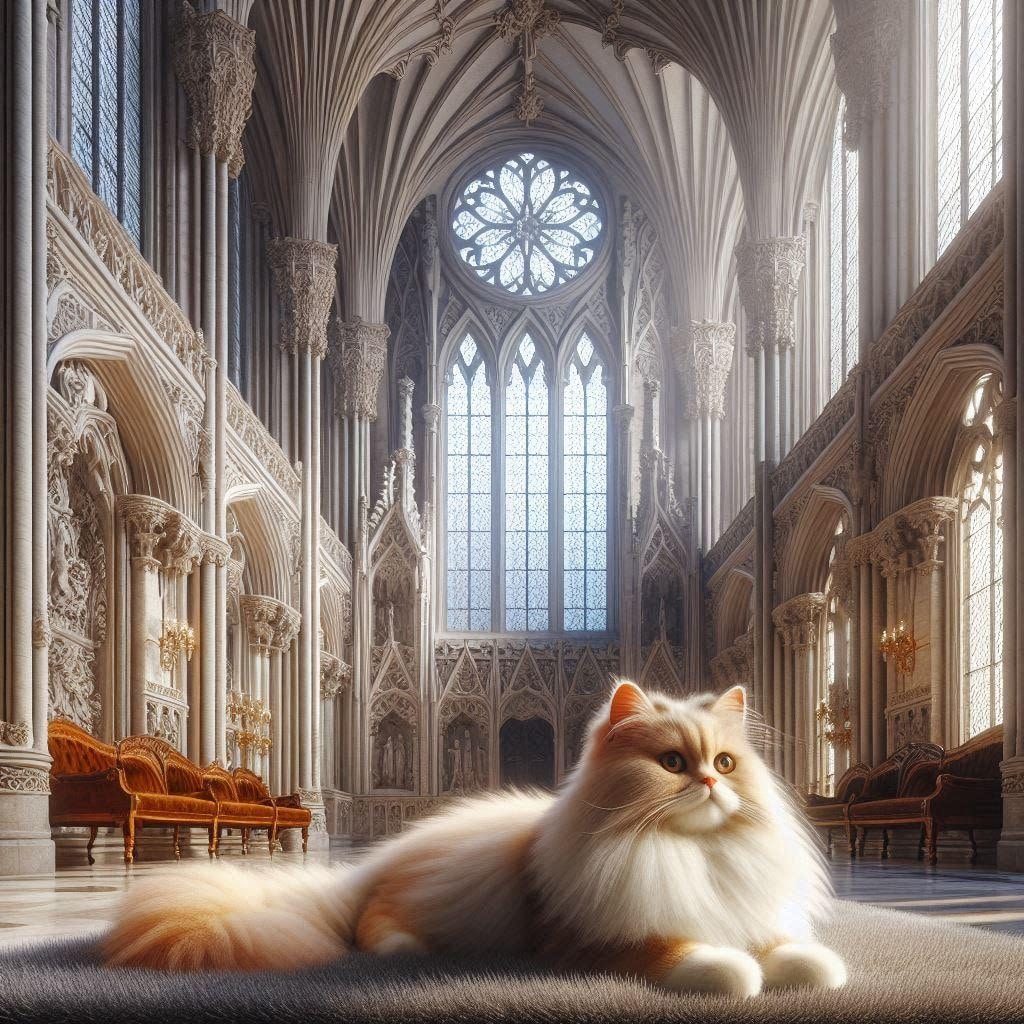 ゴシック建築の家に住む猫