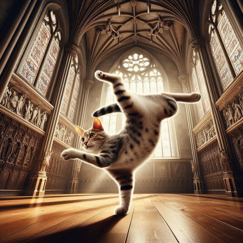 ゴシック建築の家に住む猫