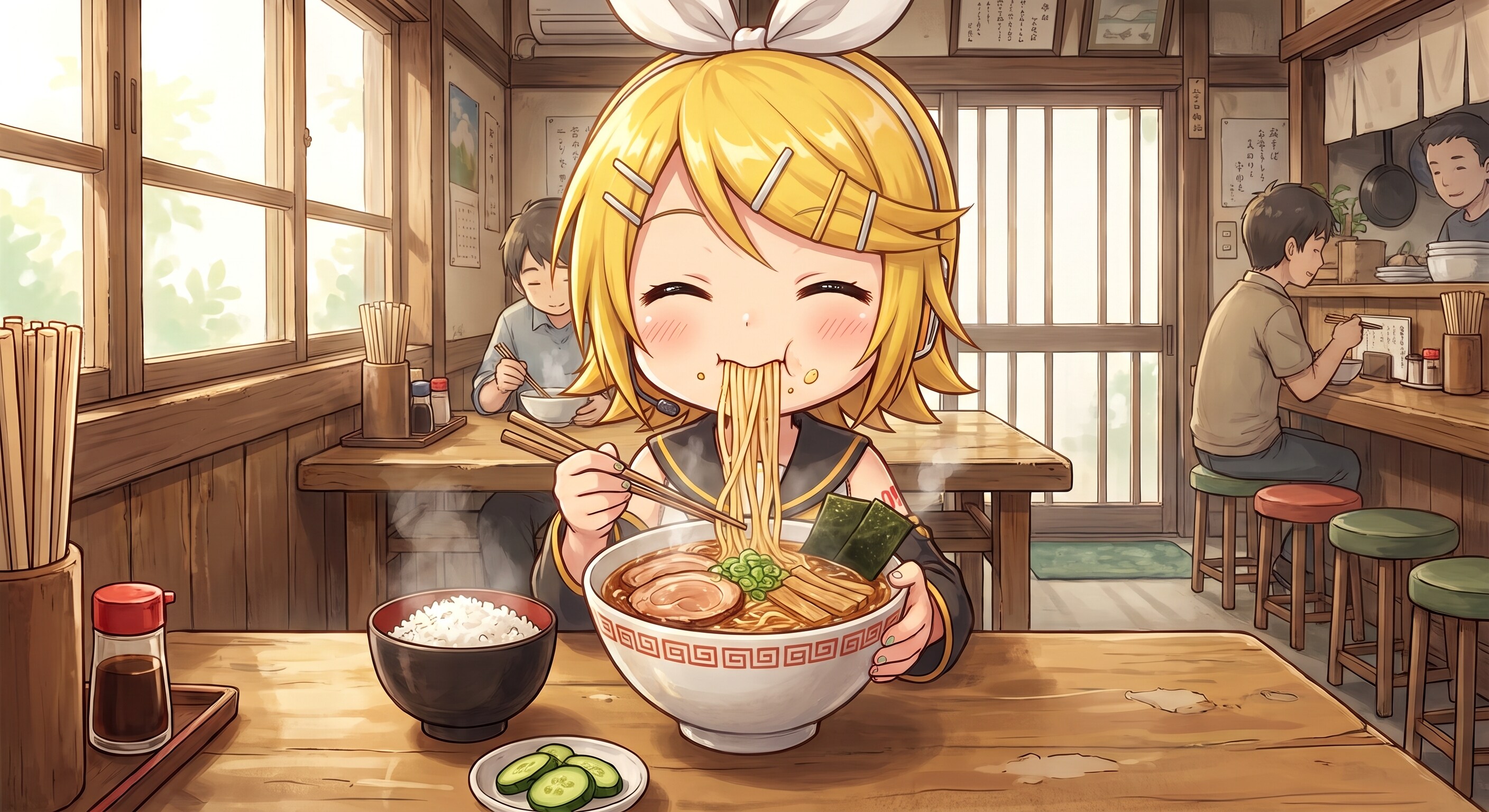 今日のお昼はラーメンライスです | の人気AIイラスト・グラビア