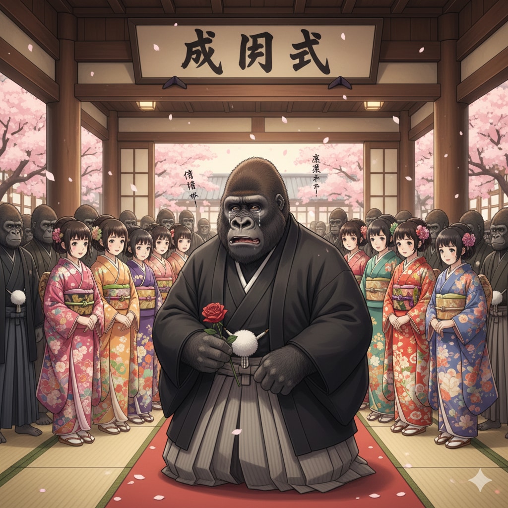 成人式に参加するセンチメンタルゴリラ | の人気AIイラスト・グラビア