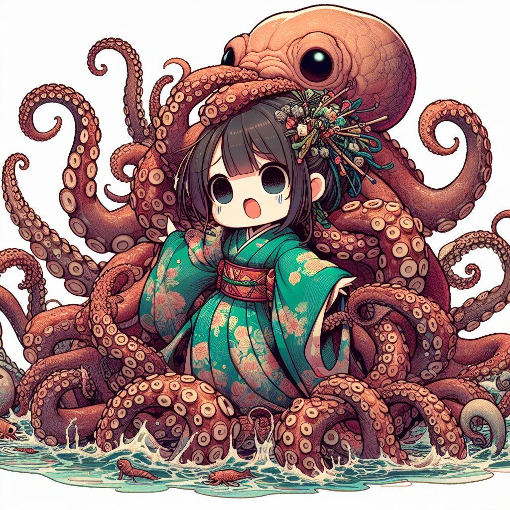 チビキャラ蛸と海女