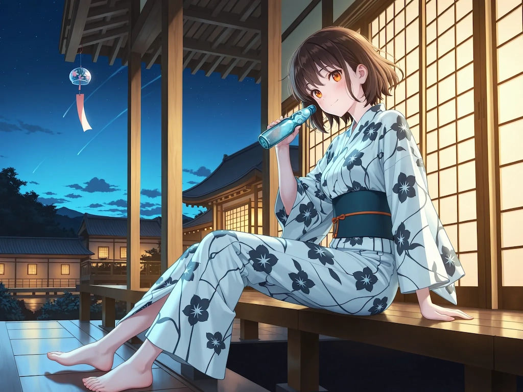 風鈴とラムネと浴衣の凪ちゃん